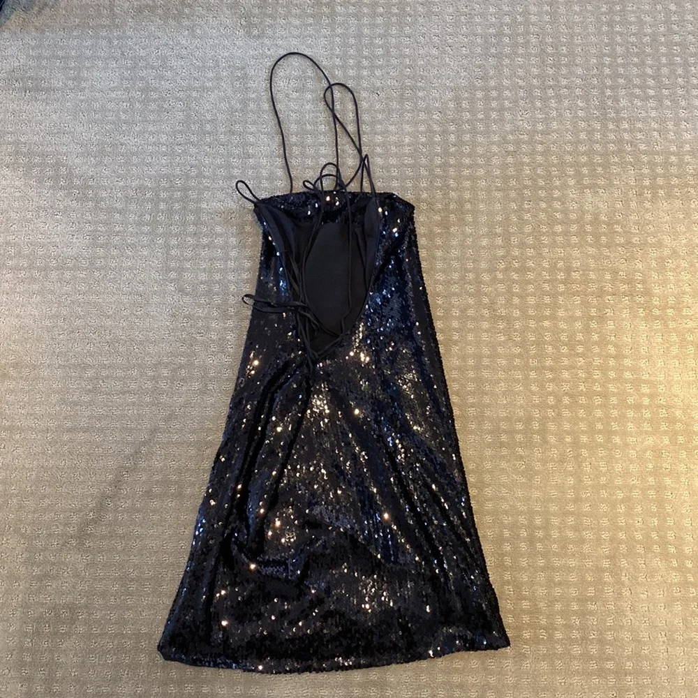 asos Black Sparkled Mini Dress - Picture 2 of 2